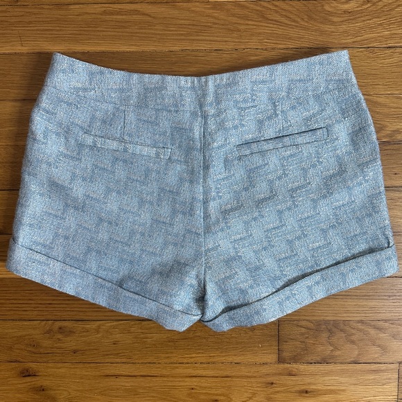 Romeo & Juliet Couture Blue and Silver Woven Tweed Shorts w/Pockets Small - Picture 2 of 8